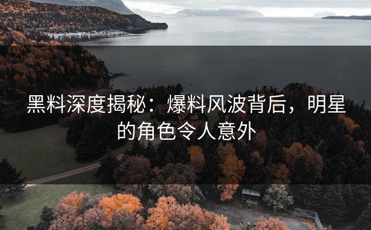 黑料深度揭秘：爆料风波背后，明星的角色令人意外