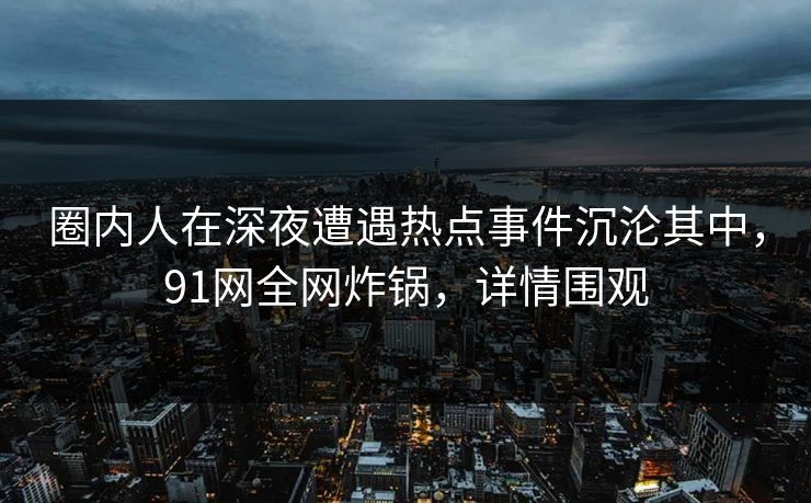 圈内人在深夜遭遇热点事件沉沦其中，91网全网炸锅，详情围观